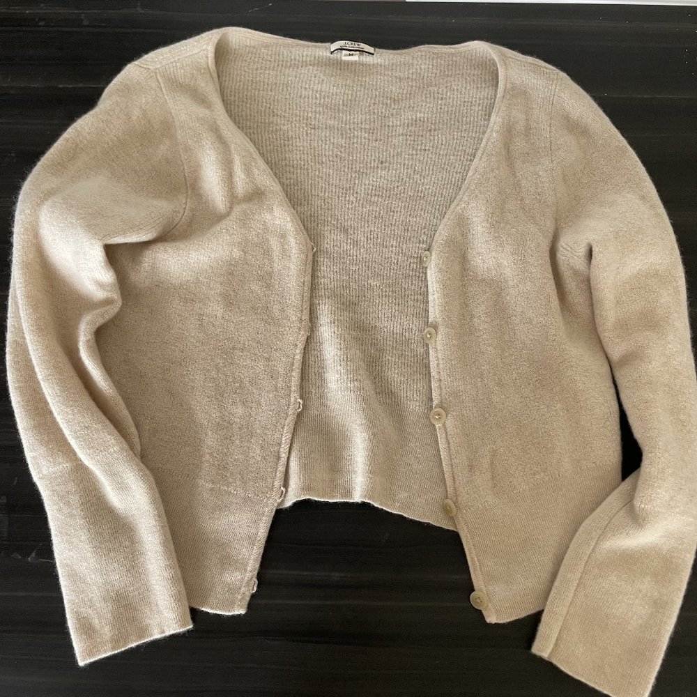 J. Crew Featherweight cashmere cropped cardigan sweater